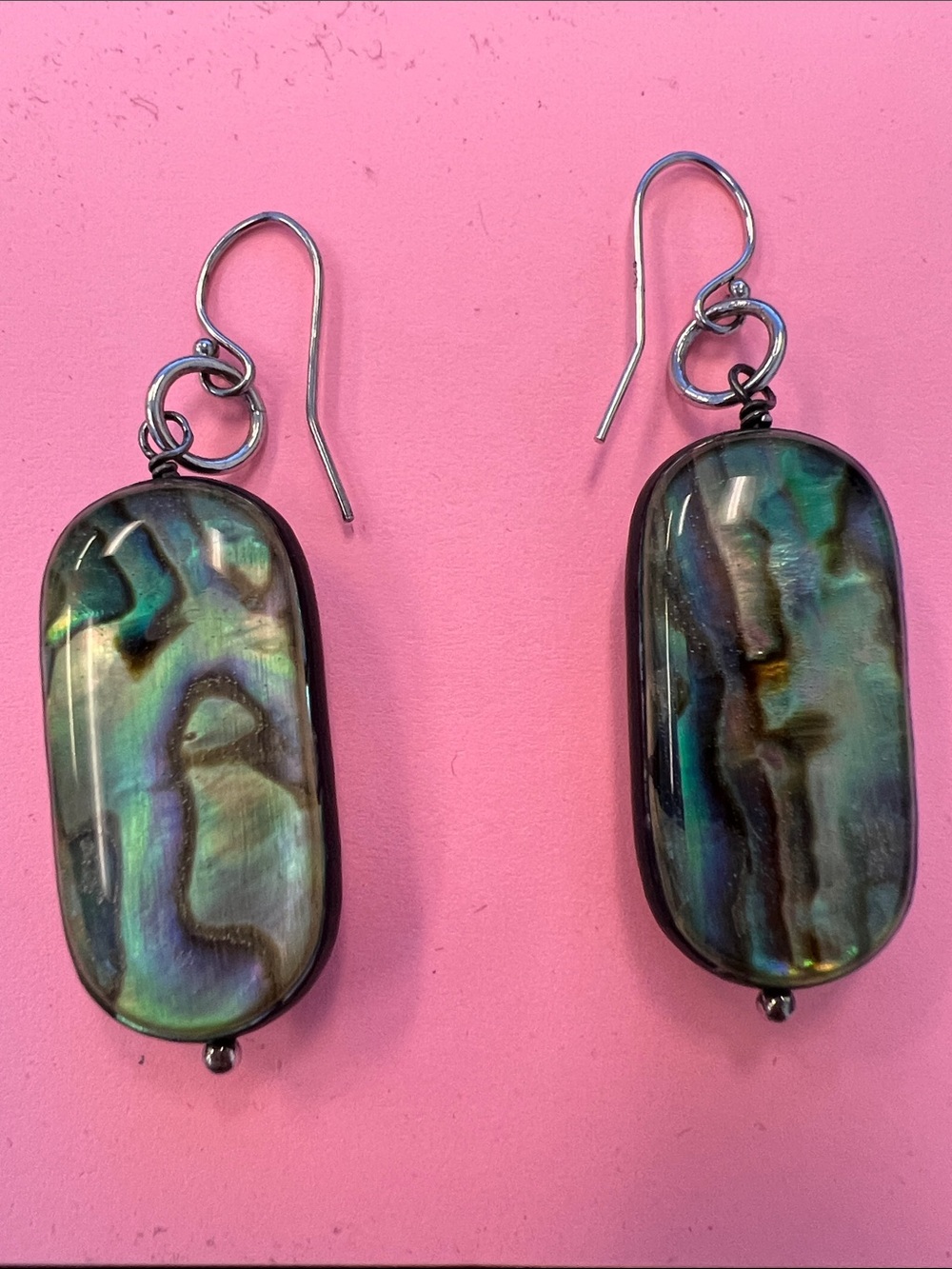Pacific Style Oval Bead Abalone Shell Earrings